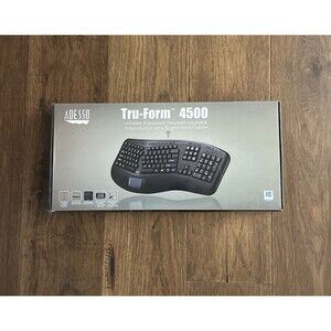 New Adesso Tru-Form 4500 Wireless Ergonomic Touchpad Keyboard WKB-4500UB